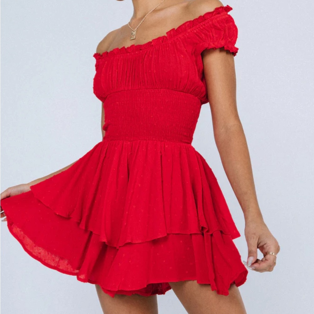 Princess Polly Red LOVE GALORE ROMPER